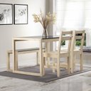 Ver imagem 1 de Mesa de Jantar 2 Cadeiras e 1 Bancos Madeira Maciça Guará CabeCasa MadeiraOriginals