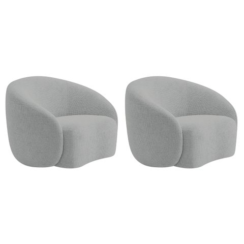 Kit 02 Poltronas Orgânica Luxo Recepção Amore Bouclé