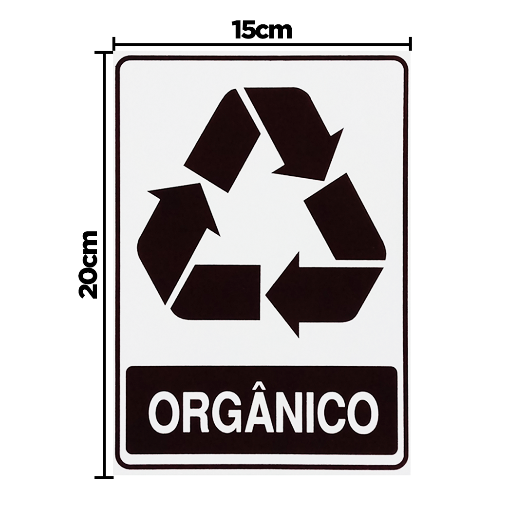 Combo 3 Adesivos De Sinalização Lixo Orgânico 15x20 Acesso - S-238 F9e - 2