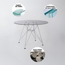 Ver imagem 5 de Sala de Jantar Mesa Redonda Vidro 90cm Base Ferro Branco com 4 Cadeiras Pretas Cor: Preto
