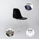 Ver imagem 4 de Sala de Jantar Mesa Redonda Vidro 90cm Base Ferro Branco com 4 Cadeiras Pretas Cor: Preto