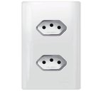 Ver imagem 1 de 2 Tomadas Universal Horizontal 2p+t 10a Cromado com Placa 4x2 Branca - Dc-120032 - Novara