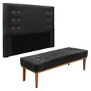 Ver imagem 1 de Kit Cabeceira e Calçadeira Recamier Queen 1,60m Preto -
