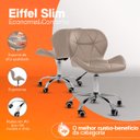 Ver imagem 3 de Cadeira Office Eiffel Slim Giratória Base Cromada com Rodízios e Ajuste de Altura Bege