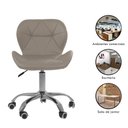 Ver imagem 3 de Cadeira Office Eiffel Slim com Base Giratória e Ajustável - Bege + E-book