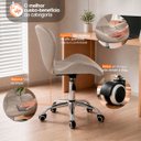 Ver imagem 4 de Cadeira Office Eiffel Slim Giratória Base Cromada com Rodízios e Ajuste de Altura Bege
