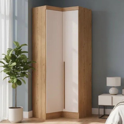 Móveis para Quarto Módulo Canto Reto 2 Porta Infinity Marrom/Cedro/Blush Line