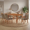 Ver imagem 1 de Conjunto Sala de Jantar Mesa Elos 1,60x0,80 Tampo Amadeirado 6 Cadeiras Veneza New Cinamomo Yescasa