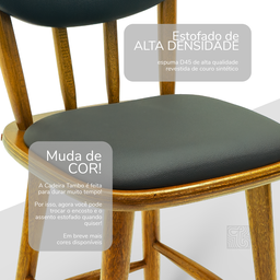 Kit 2 Cadeiras de Madeira Torneada Estofada - 53cm Preta - 3