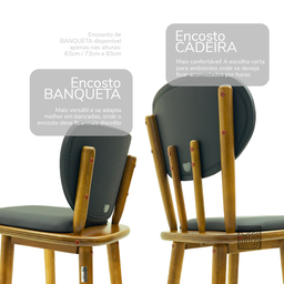 Kit 2 Cadeiras de Madeira Torneada Estofada - 53cm Preta - 5