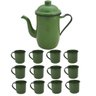 Bule Café Esmaltado 1,25 Litros e 12 Xícaras 70ml Tradicional Verde Botânico - 1