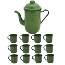Ver imagem 1 de Bule Café Esmaltado 1,25 Litros e 12 Xícaras 70ml Tradicional Verde Botânico