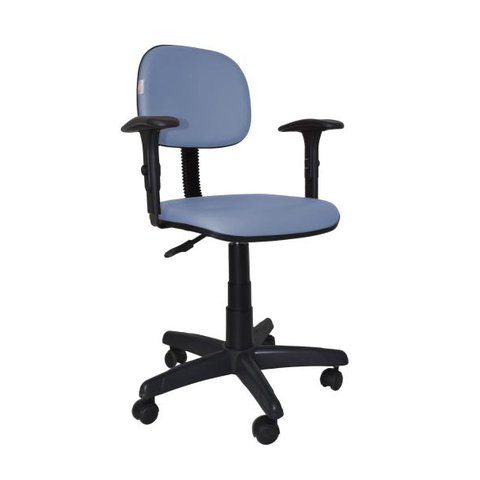 Cadeira Secretaria Bolt com Braco Regulavel - Couro Sintetico Corano - Azul Claro