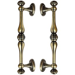Puxador Duplo Bergen 280mm Bronze Antigo Porta Pivotante Correr Passagem Madeira Vidro Rústico - 1