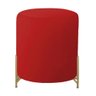 Puff Decorativo Recepção Pés de Ferro Dourado - Nanda Decor:veludo Vermelho - 1