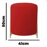 Puff Decorativo Recepção Pés de Ferro Dourado - Nanda Decor:veludo Vermelho - 4