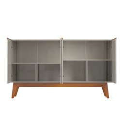 Aparador Buffet Ares Lux 4 Portas Premium Sala Hall Organizador Pés Madeira Maciça Cor Off White - 5