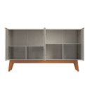 Ver imagem 5 de Aparador Buffet Ares Lux 4 Portas Premium Sala Hall Organizador Pés Madeira Maciça Cor Off White