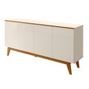 Ver imagem 1 de Aparador Buffet Ares Lux 4 Portas Premium Sala Hall Organizador Pés Madeira Maciça Cor Off White