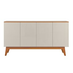 Aparador Buffet Ares Lux 4 Portas Premium Sala Hall Organizador Pés Madeira Maciça Cor Off White - 6