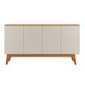 Aparador Buffet Ares Lux 4 Portas Premium Sala Hall Organizador Pés Madeira Maciça Cor Off White - 6