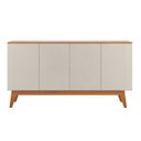 Ver imagem 6 de Aparador Buffet Ares Lux 4 Portas Premium Sala Hall Organizador Pés Madeira Maciça Cor Off White