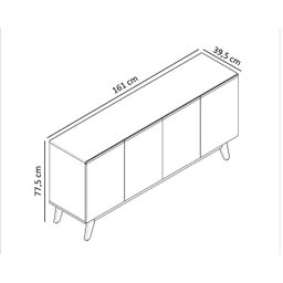 Aparador Buffet Ares Lux 4 Portas Premium Sala Hall Organizador Pés Madeira Maciça Cor Off White - 7