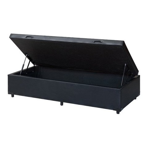 Cama Box Baú Solteirão King Blindado Sintético Preto 203X96X44 Cm