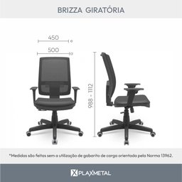 Cadeira Escritório Presidente Ergonômica NR17 Tela Mesh Brizza - 5