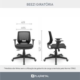 Cadeira para Escritório Ergonômica Giratória Beezi Plaxmetal - 7