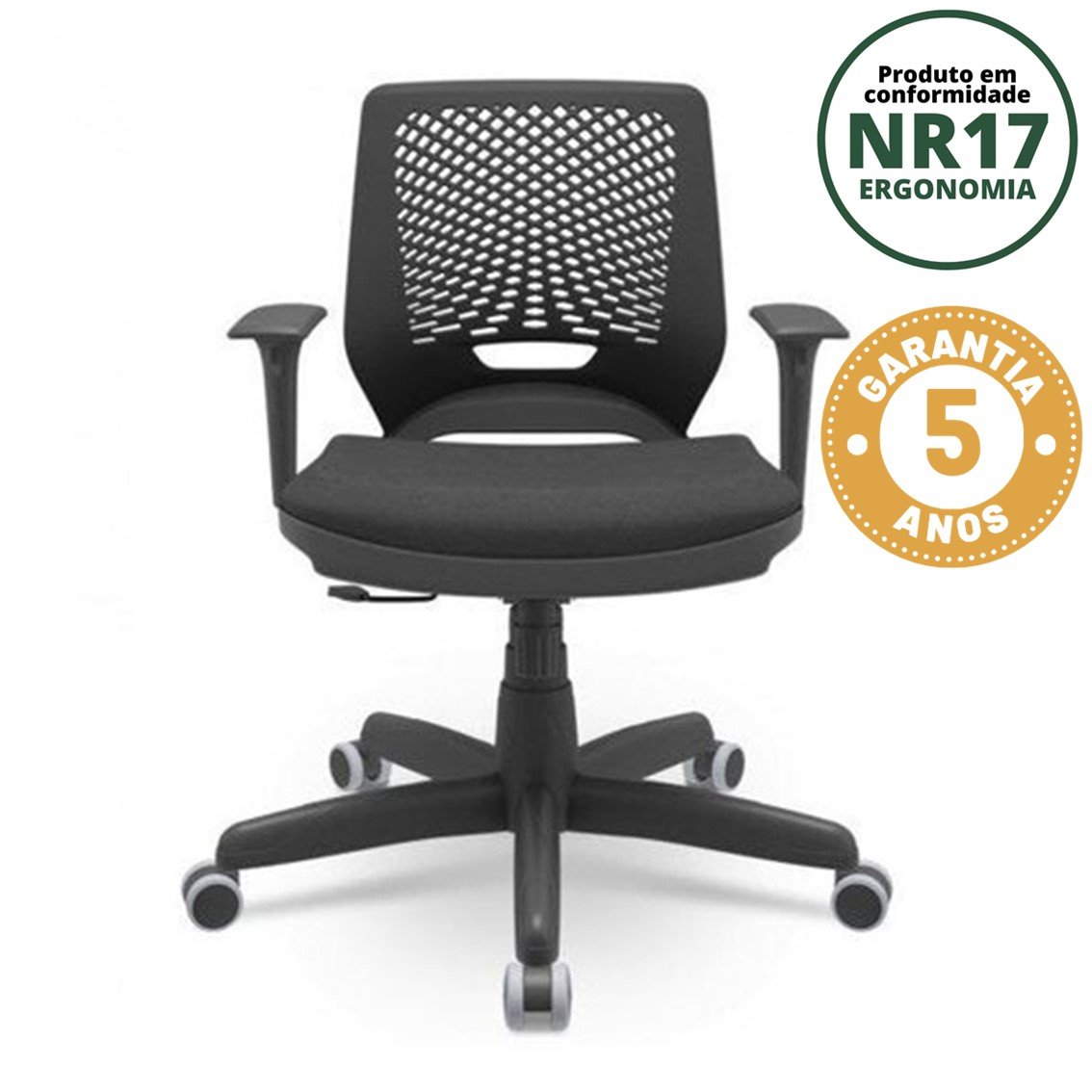 Cadeira para Escritório Ergonômica Giratória Beezi NR17 Plaxmetal