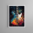Ver imagem 2 de Quadro Guitarra Colorida - Aquarela 33x24cm - com Vidro:moldura Preta