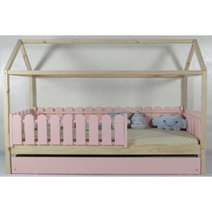 Bicama Infantil Solteirão Casinha Colorida Madeira Maciça Pinus Grade Cercadinho