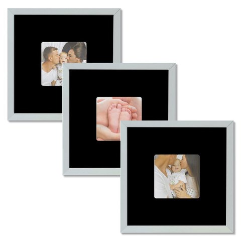 Kit 3 Quadros Porta Retrato Foto 10x10 Paspatur Preto 20x20