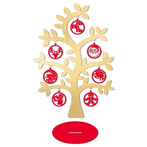 Árvore Dourada com Bolinhas de Natal 28cmx40cm - Cria Arte Laser Dourado