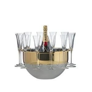 Champanheira Bottega Inox com Detalhes em Ouro C/ Sup para 1