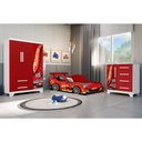 Ver imagem 5 de Conjunto Quarto Infantil Carros Vermelho MDF Cama Solteiro Cômoda Roupeiro Completo