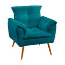Ver imagem 2 de Kit 2 Poltronas Opala com Puff Solar Suede Azul Turquesa Aradecor