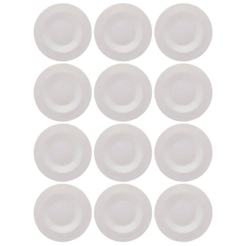 12 Pratos para Massa Risoto 28cm Vidro Opalino Branco Restaurante Hotel Bar Lyor Friends Time