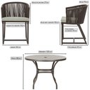 Ver imagem 2 de Mesa com 6 Cadeiras de Jantar Roma 120cm e Noronha em Alumínio Marrom Corda Náutica Estofado 3 Trama