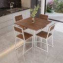 Ver imagem 1 de Conjunto Mesa de Jantar Quadrada 4 Cadeiras Imbuia Riviera Industrial Branco Don Castro Decor Rivier