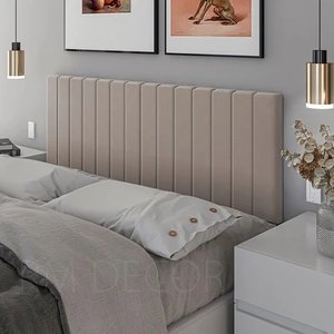 Cabeceira Suspensa Cama Box Solteiro Luna Suede 90x55:areia