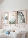 Ver imagem 1 de Kit 3 Quadros Decorativos Ceu Sol e Lua Verde