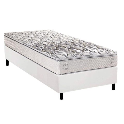 Cama Box Solteiro: Colchão Ortopédico Herval Ag65 Santorini C1604 + Base Crc Corano White (96x203)