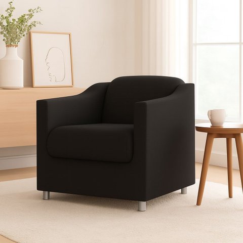 Poltrona Decorativa para Sala, Escritorio, Recepção Tila Suede Preto