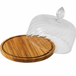 Boleira Rústica de Madeira com Cúpula Plástica 30cm Redonda Bolos Tortas - 5