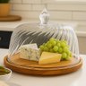 Boleira Rústica de Madeira com Cúpula Plástica 30cm Redonda Bolos Tortas - 4
