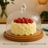 Boleira Rústica de Madeira com Cúpula Plástica 30cm Redonda Bolos Tortas - 6