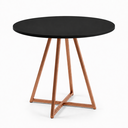 Ver imagem 2 de Mesa de Sala e Jantar Paris Modelo Industrial Moderno Tampo Redondo Preto com Base de Ferro Cobre