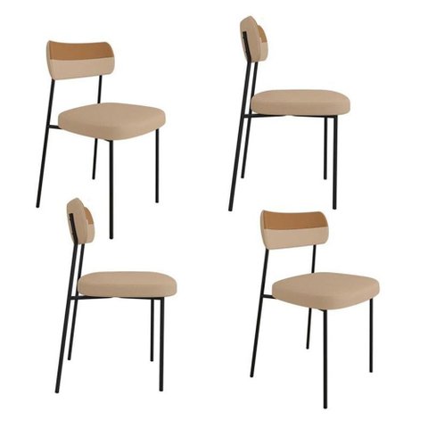 Kit 4 Cadeiras Mila Laminado Caramelo/linho Bege - Fdecor
